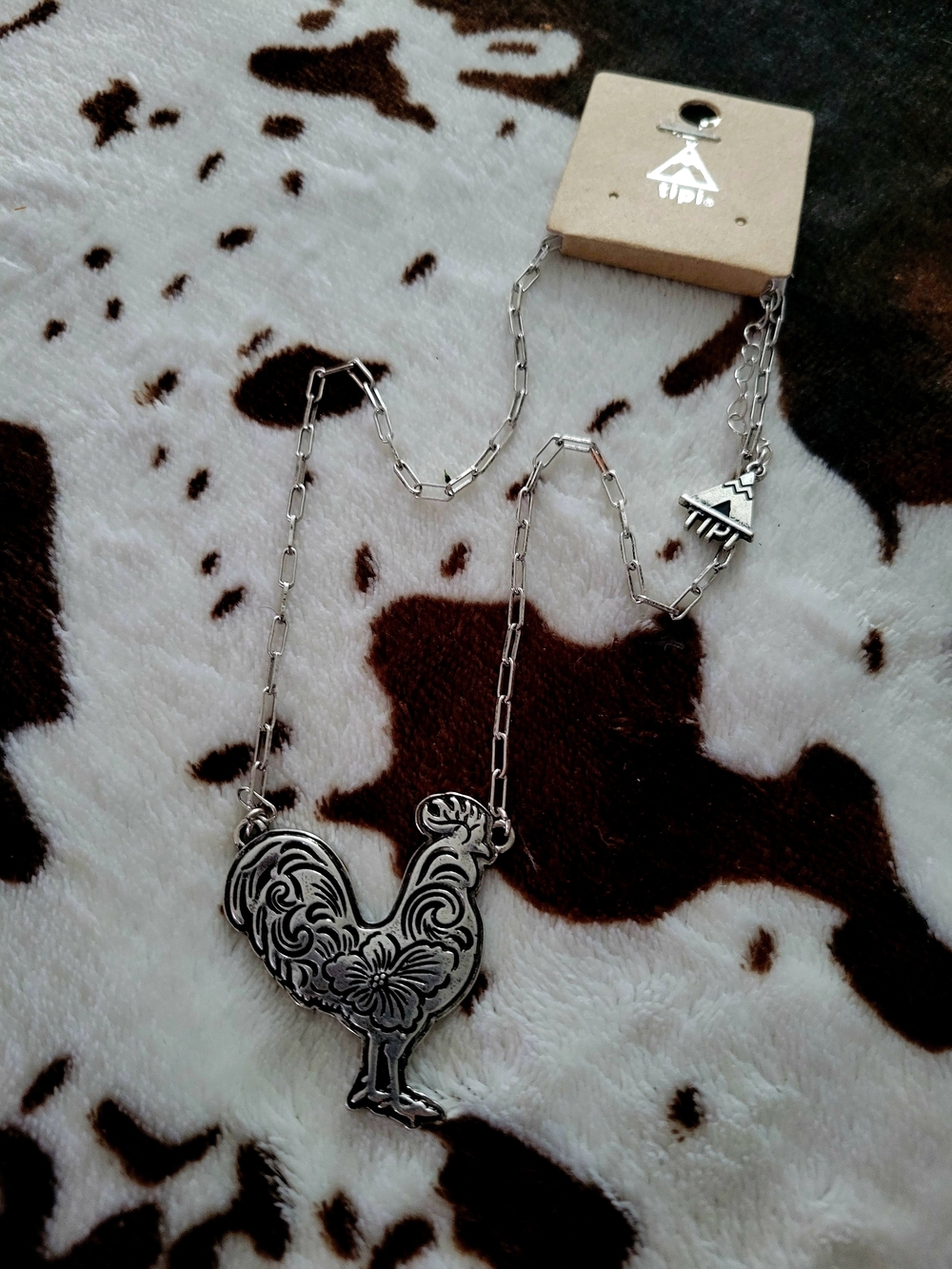 Western Silver Rooster Pendant Necklace - Women's Necklace